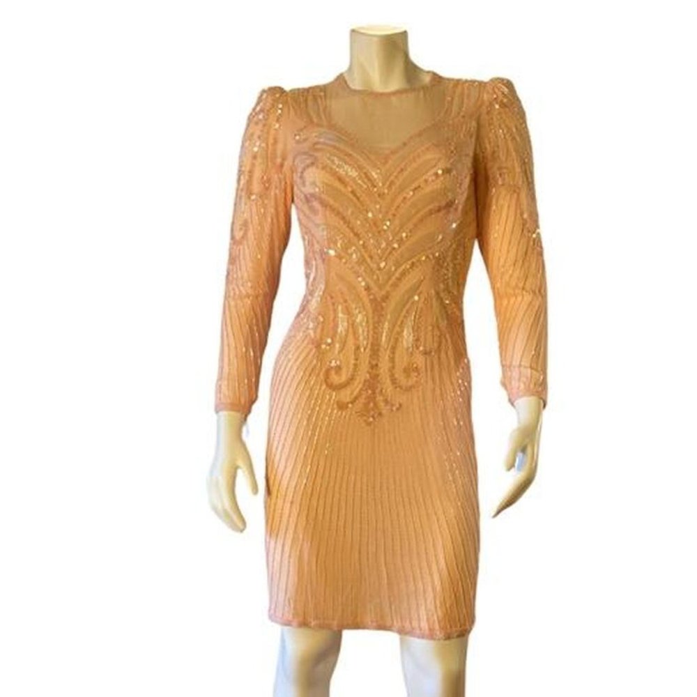 Vintage 80s Formal Dress with Embroidered Sequin and Beaded Details by Silk Stud